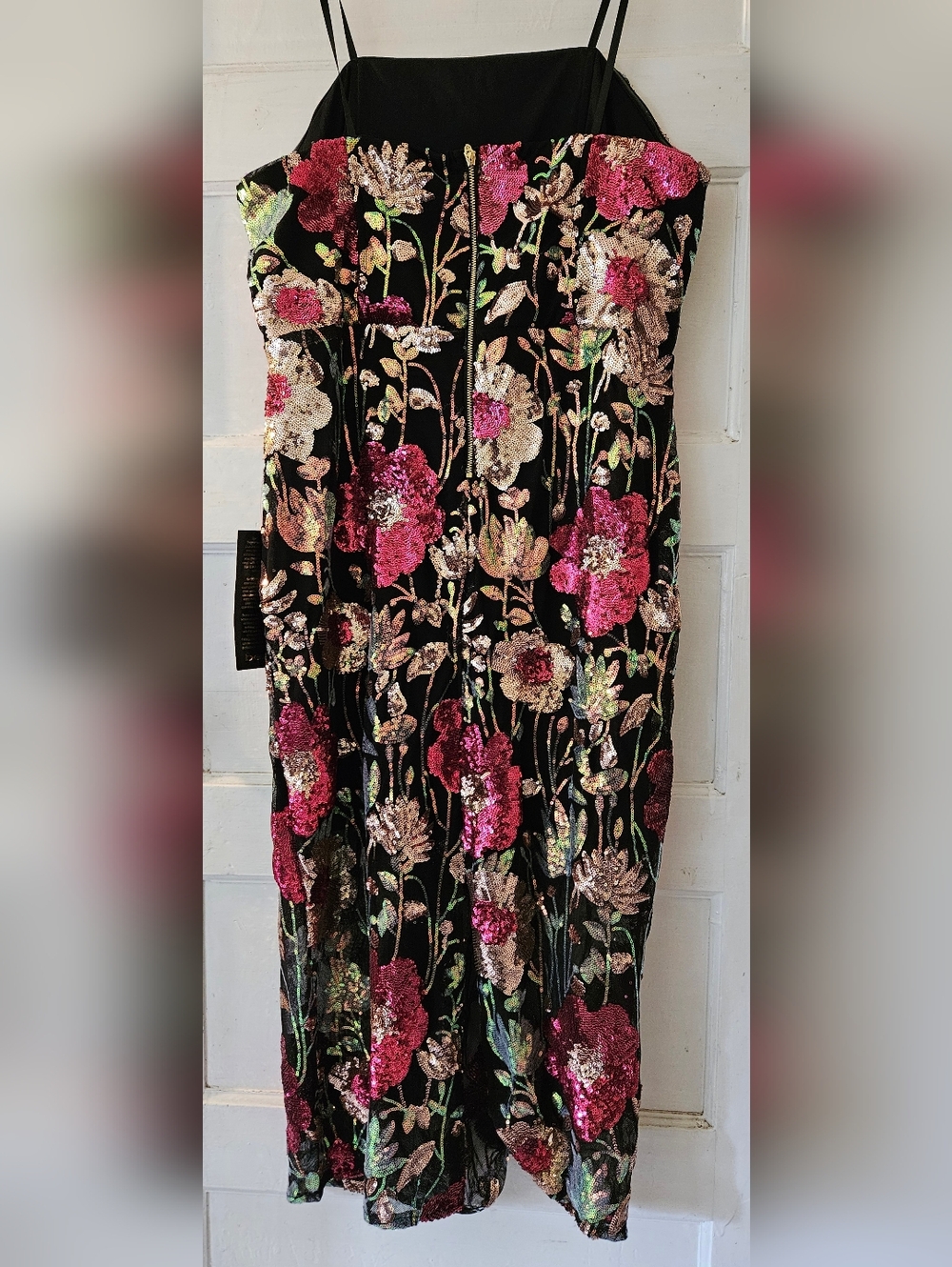 Bebe Black Strapless Floral Sequin Midi Dressbebe - Picture 3 of 5